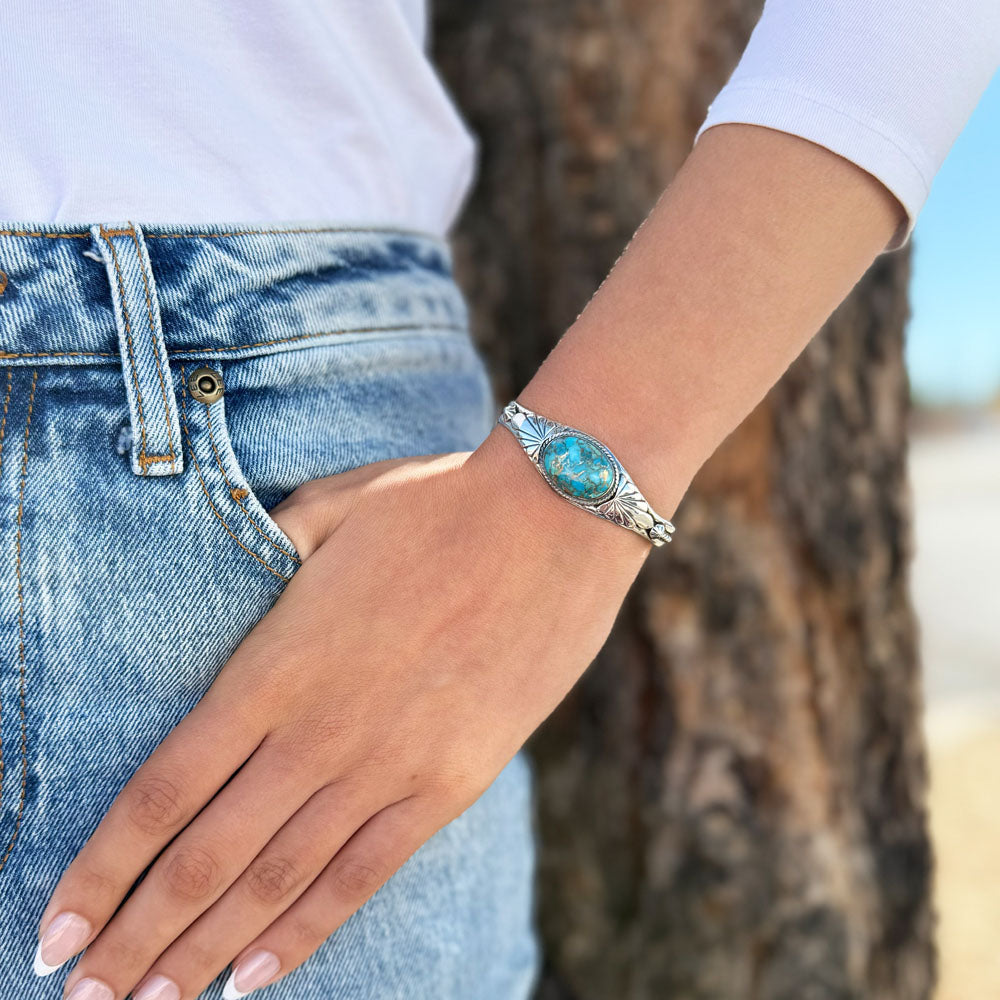FINAL CLEARANCE - Matrix Turquoise Bracelet SilveryCopper™ B5563-SB-C84