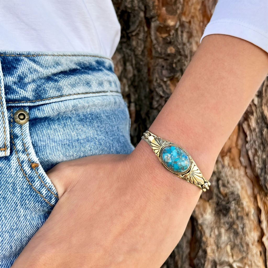 Matrix Turquoise Bracelet GoldCopper B5563-GB-C84