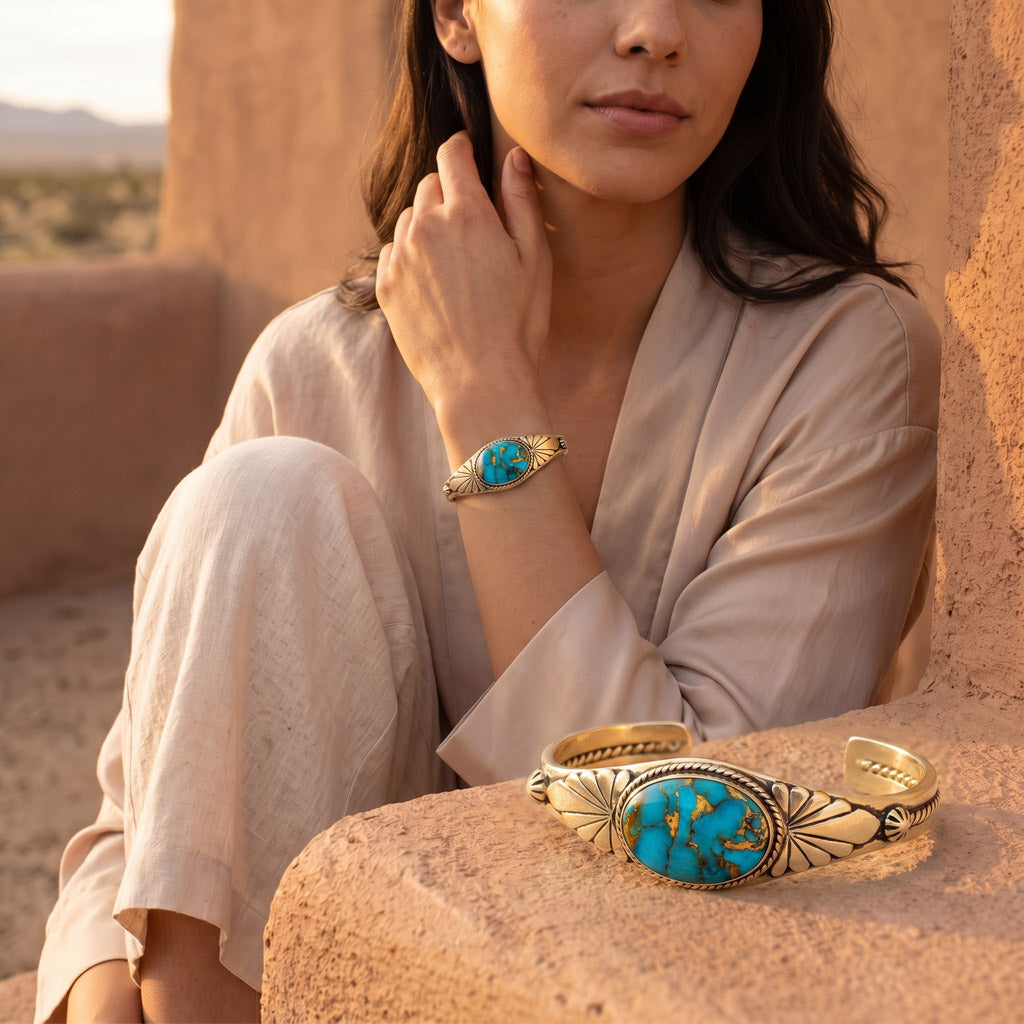 Matrix Turquoise Bracelet GoldCopper B5563-GB-C84
