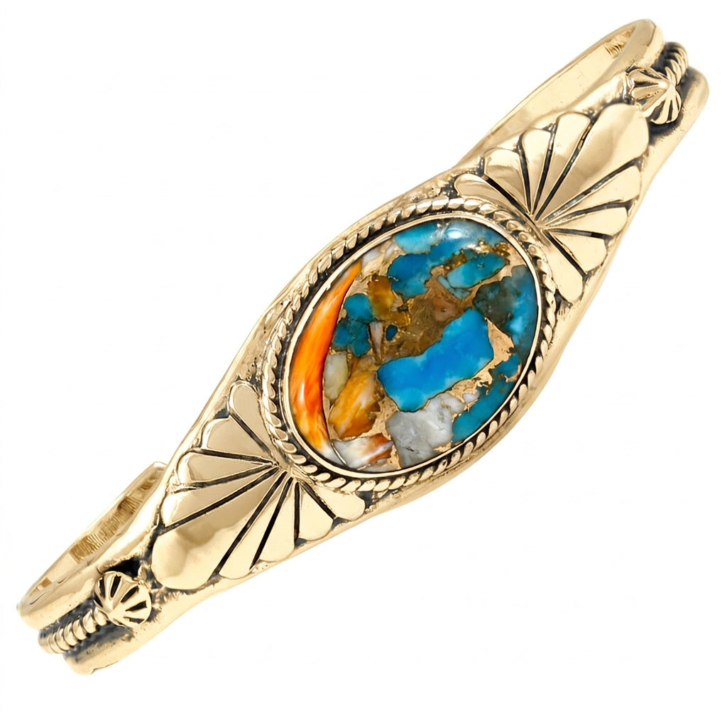 Spiny Turquoise Bracelet GoldCopper B5563-GB-C89