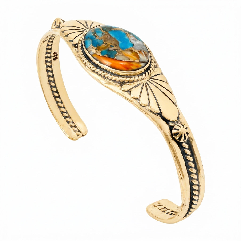 Spiny Turquoise Bracelet GoldCopper B5563-GB-C89