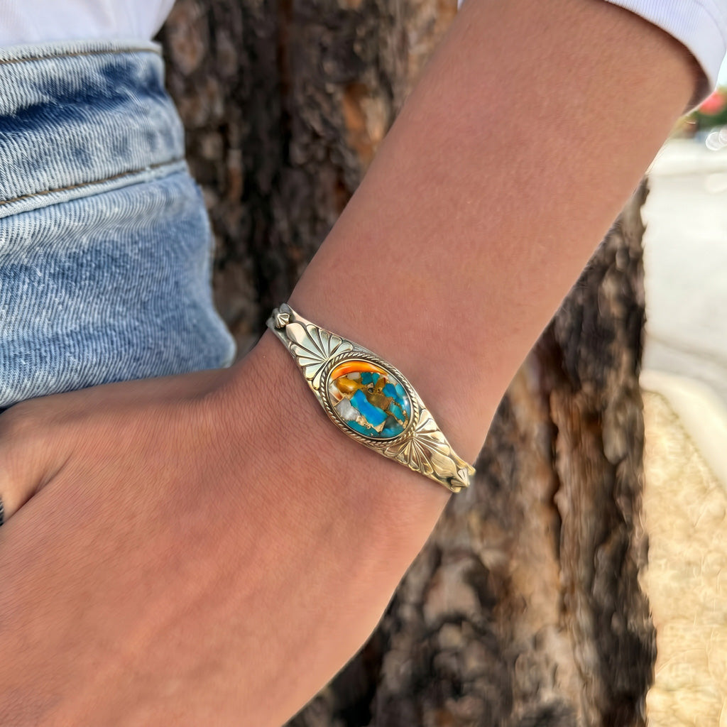 Spiny Turquoise Bracelet GoldCopper B5563-GB-C89