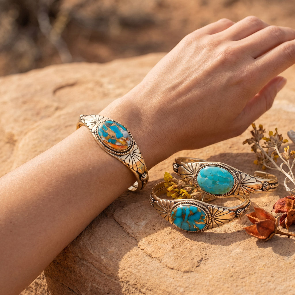 Spiny Turquoise Bracelet GoldCopper B5563-GB-C89