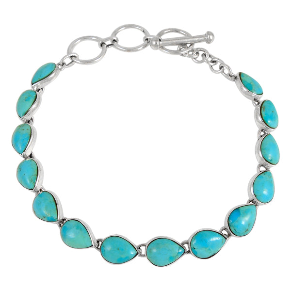 Turquoise Link Bracelet Sterling Silver B5565-C75