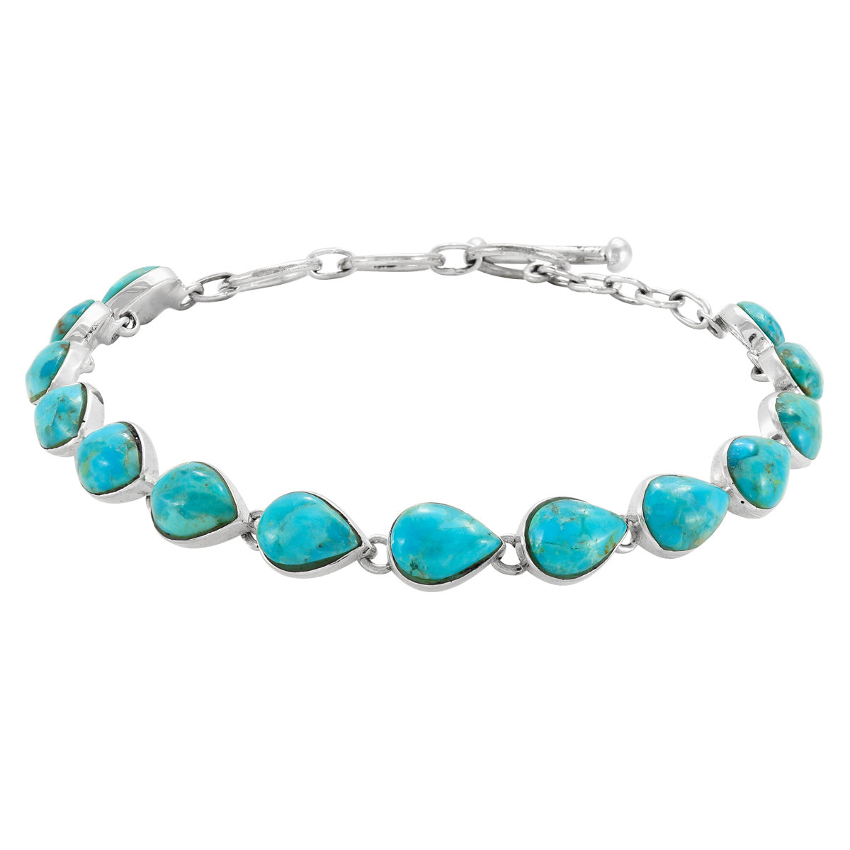 Turquoise Link Bracelet Sterling Silver B5565-C75