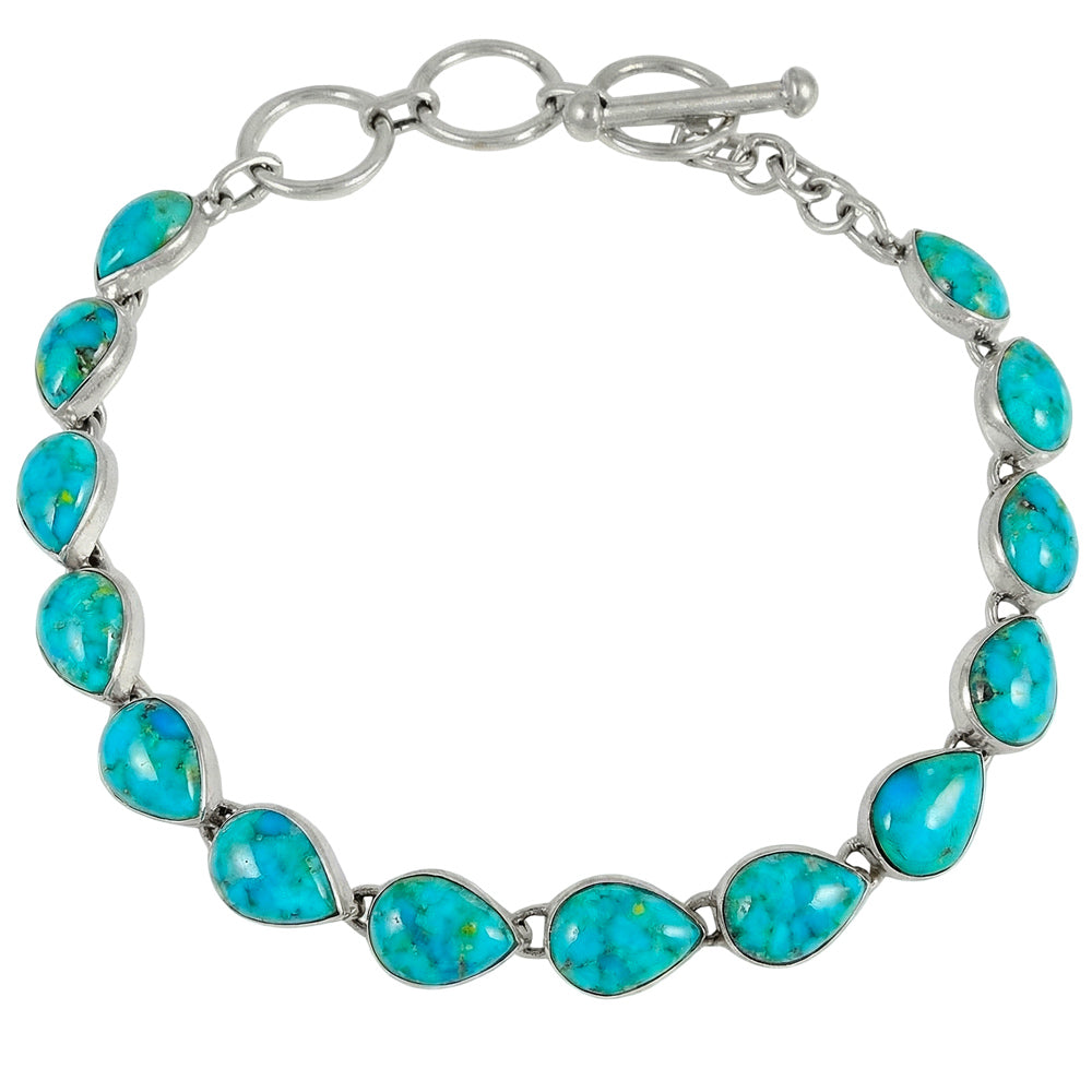 Turquoise Link Bracelet Sterling Silver B5565-C75