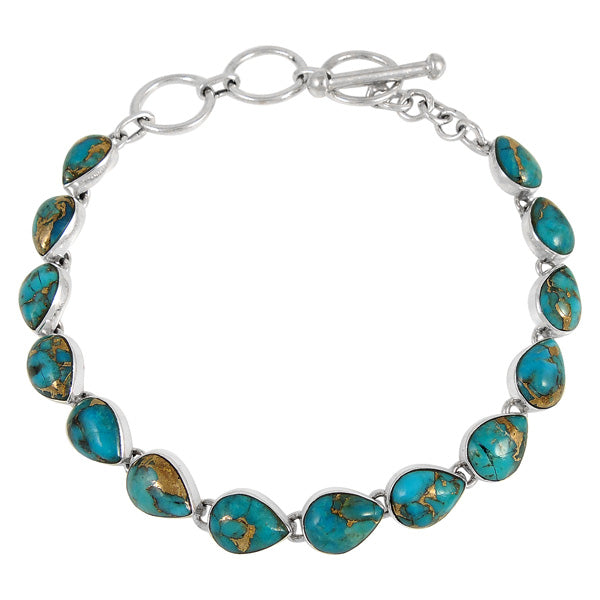 Matrix Turquoise Link Bracelet Sterling Silver B5565-C84