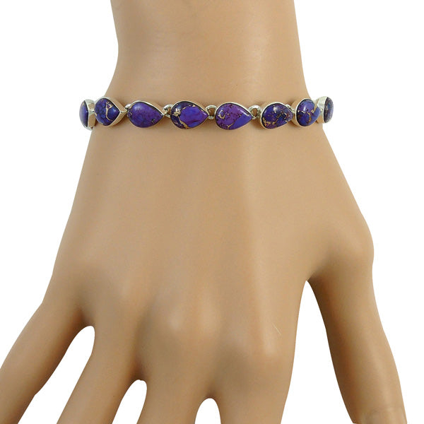 Purple Turquoise Link Bracelet Sterling Silver B5565-C77