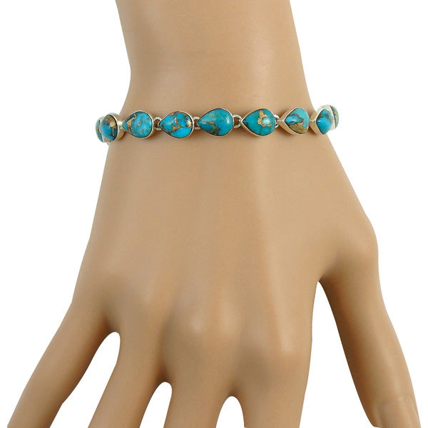 Matrix Turquoise Link Bracelet Sterling Silver B5565-C84