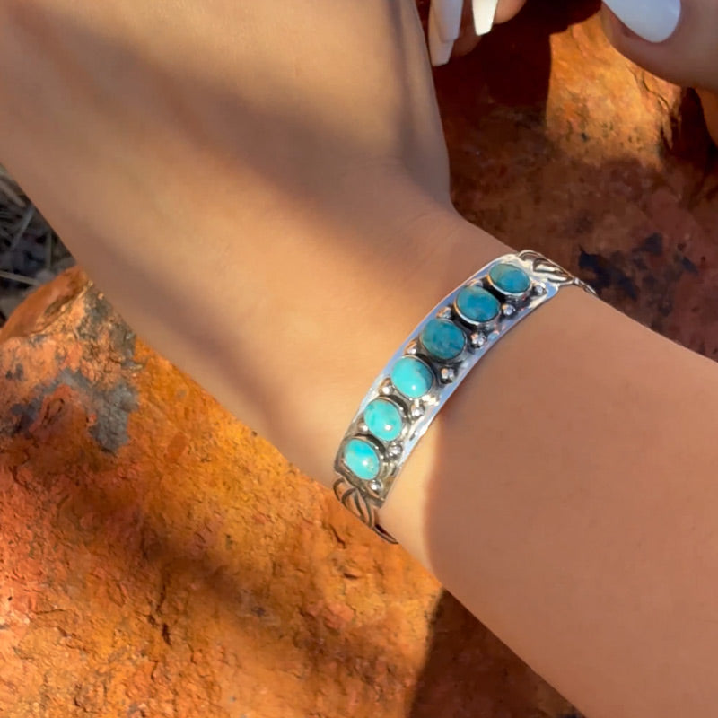 Turquoise Bracelet Sterling Silver B5574-C75