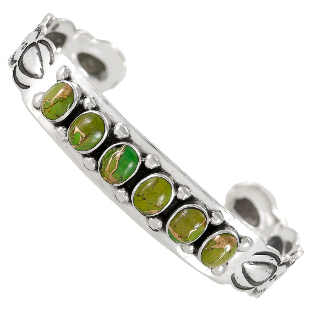 Green Turquoise Bracelet Sterling Silver B5574-C76