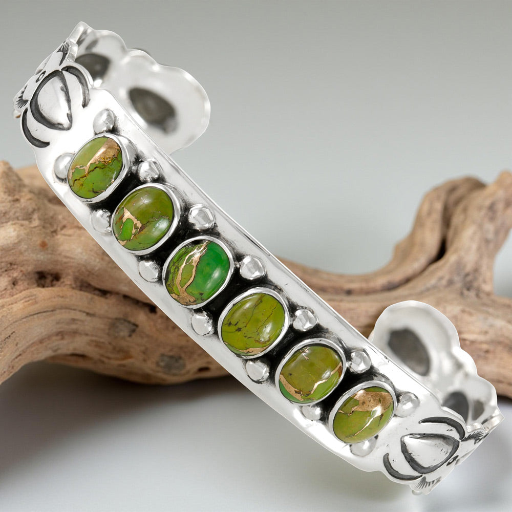 Green Turquoise Bracelet Sterling Silver B5574-C76
