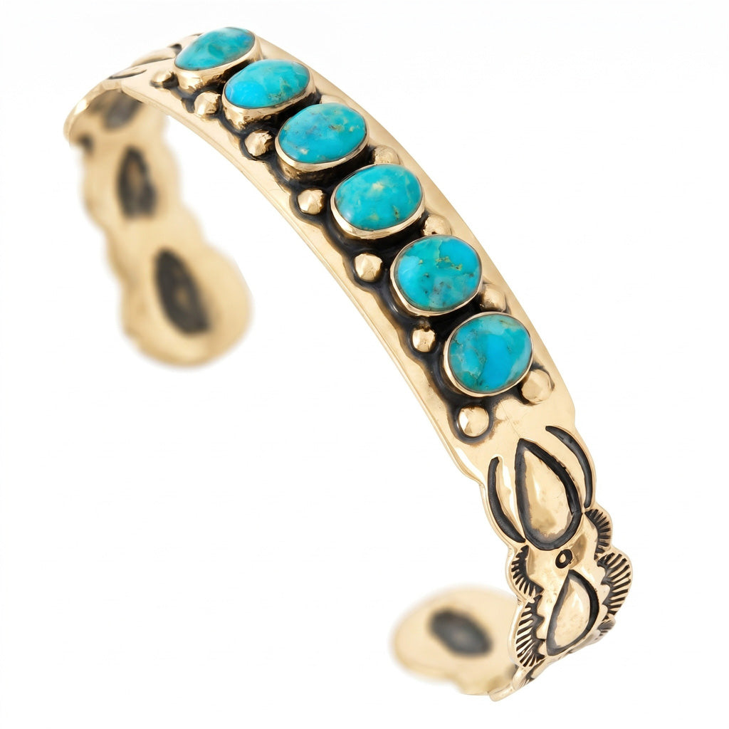 Turquoise Bracelet GoldCopper B5574-GB-C75
