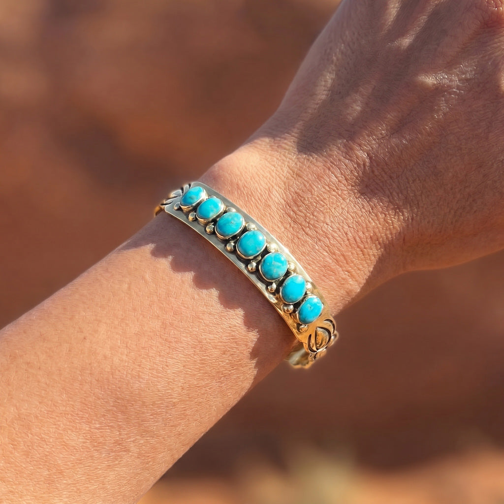 Turquoise Bracelet GoldCopper B5574-GB-C75