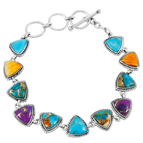 Multicolor Link Bracelet Sterling Silver B5576-C71