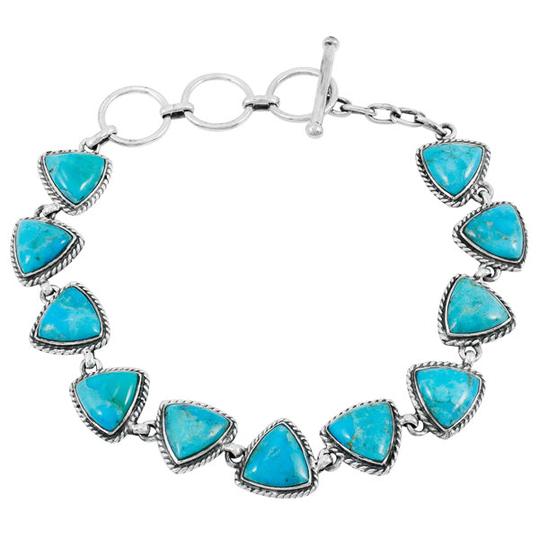 Turquoise Link Bracelet Sterling Silver B5576-C75