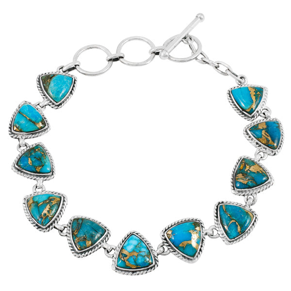 Matrix Turquoise Link Bracelet Sterling Silver B5576-C84