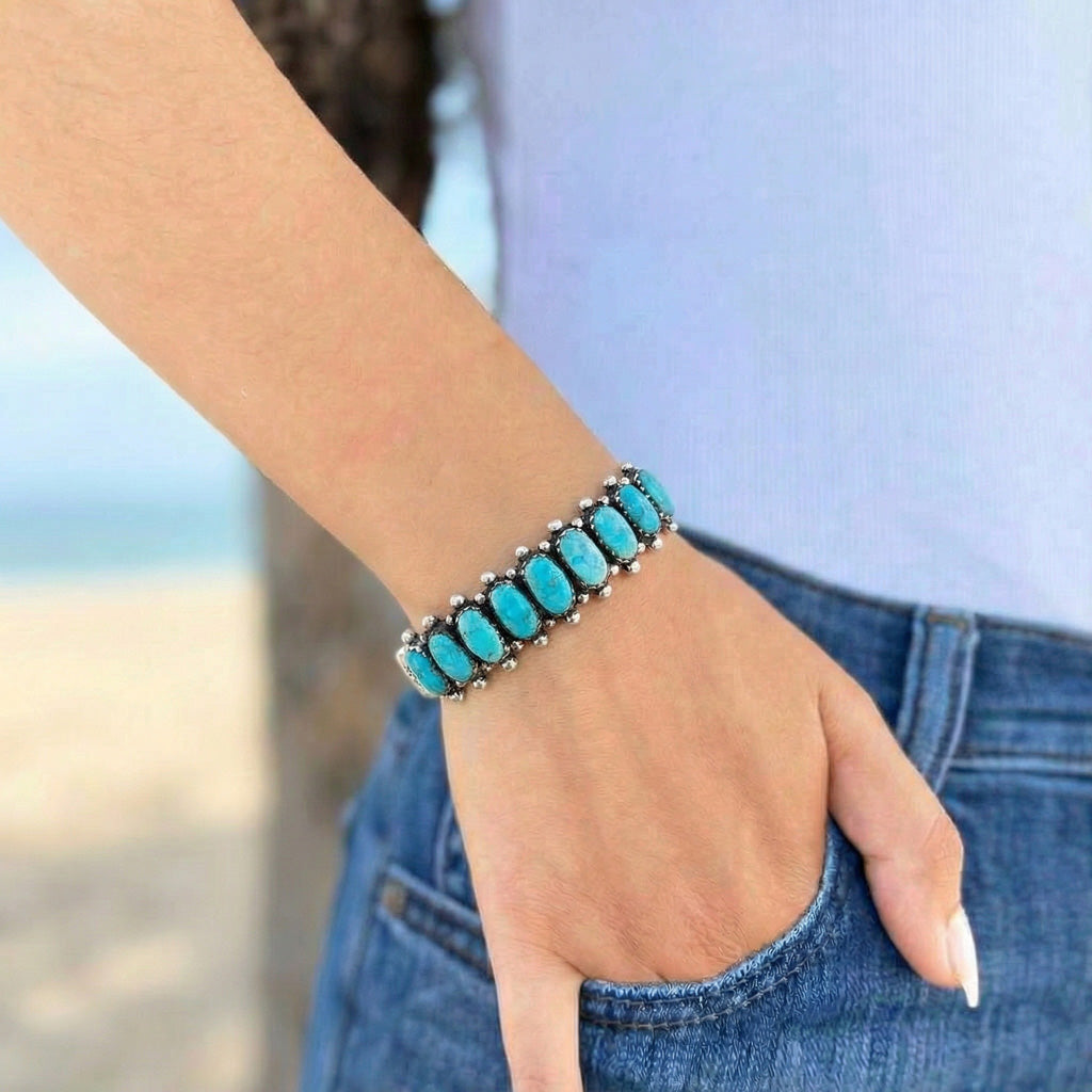 Turquoise Bracelet Sterling Silver B5582-C75