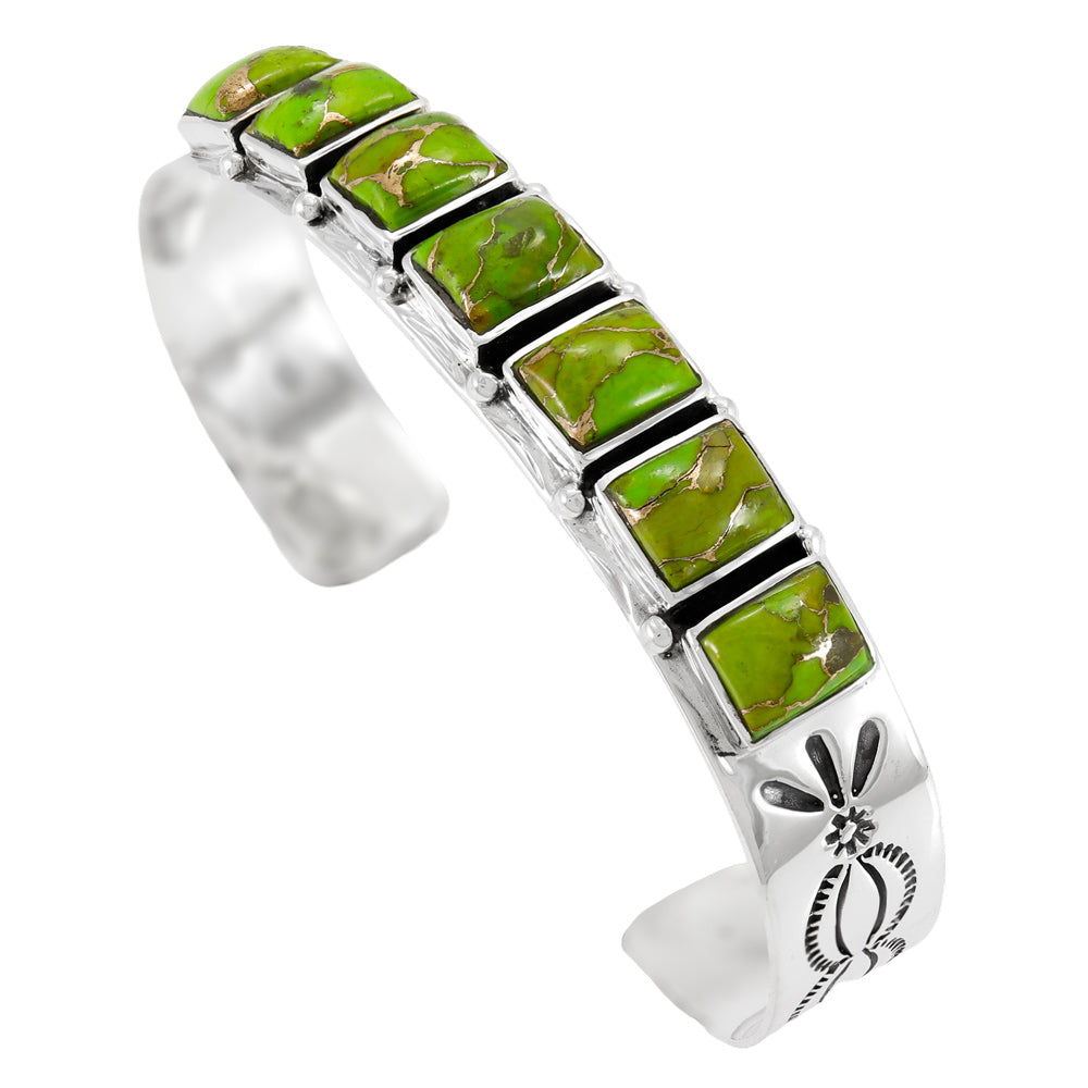 Green Turquoise Bracelet Sterling Silver B5586-C76