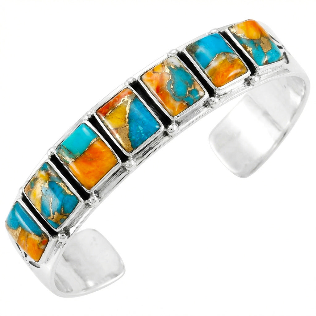 Spiny Turquoise Bracelet Sterling Silver B5586-C89