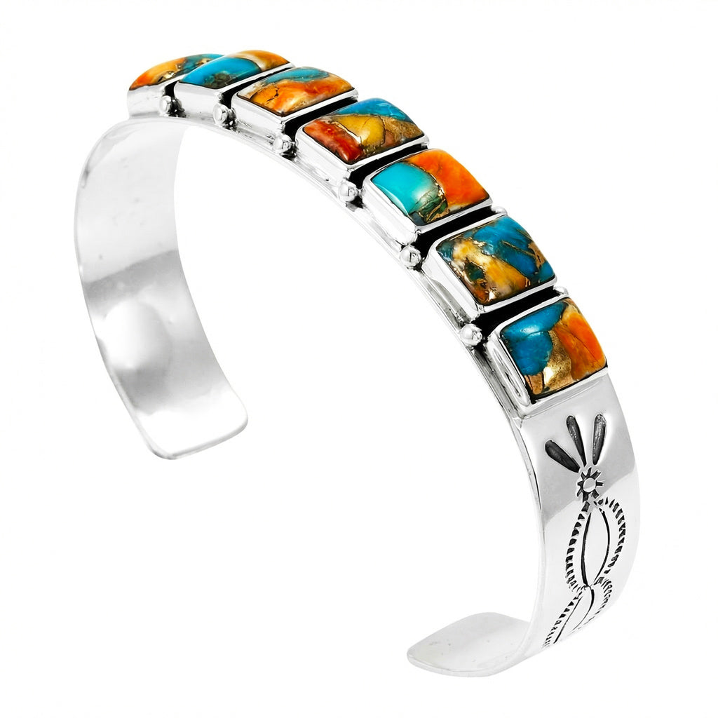 Spiny Turquoise Bracelet Sterling Silver B5586-C89