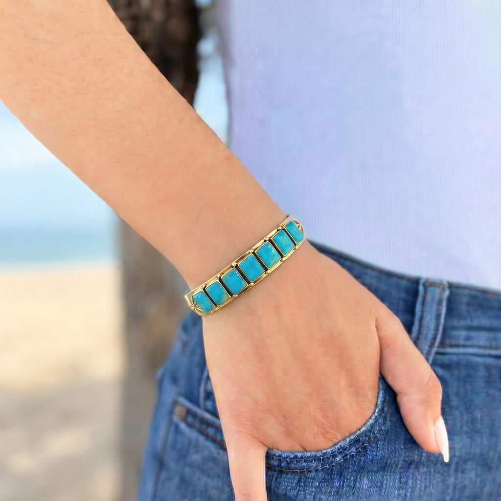 Turquoise Bracelet GoldCopper B5586-GB-C75