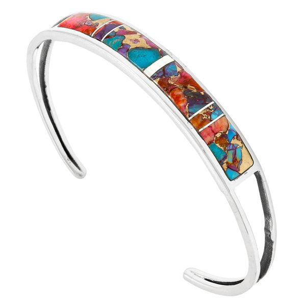 Rainbow Spiny Turquoise Bracelet Sterling Silver B5587-C91