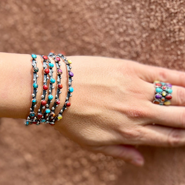 Stackable Coral Bracelet Sterling Silver B5588-C74