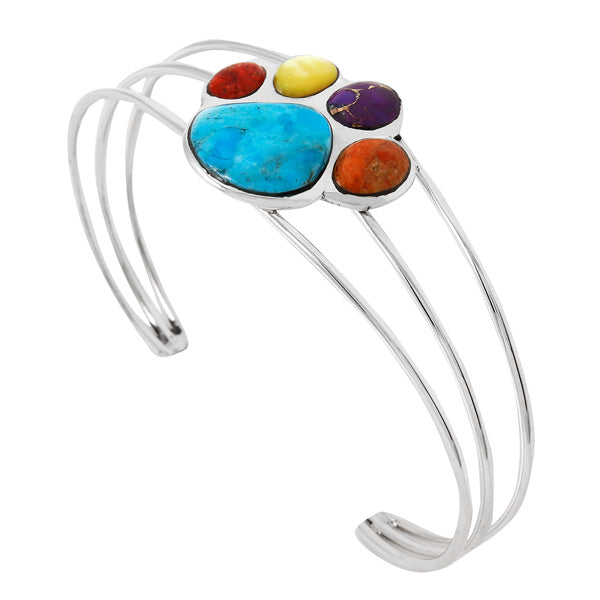 Dog Paw Multicolor Bracelet Sterling Silver B5590-C71