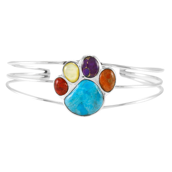 Dog Paw Multicolor Bracelet Sterling Silver B5590-C71