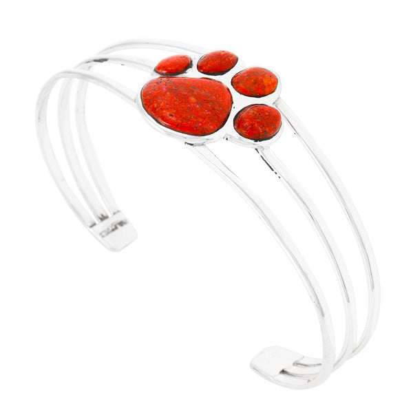 Dog Paw Coral Bracelet Sterling Silver B5590-C74