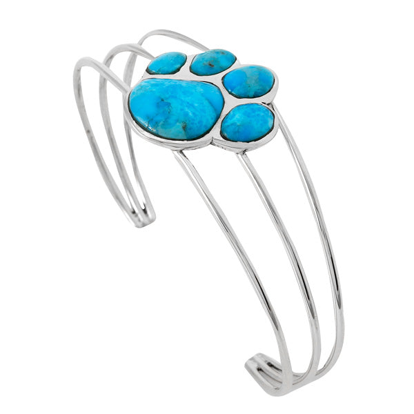 Dog Paw Turquoise Bracelet Sterling Silver B5590-C75