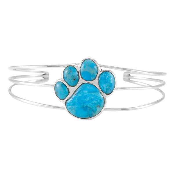 Dog Paw Turquoise Bracelet Sterling Silver B5590-C75