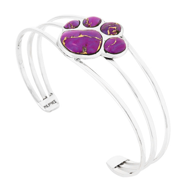 Dog Paw Purple Turquoise Bracelet Sterling Silver B5590-C77