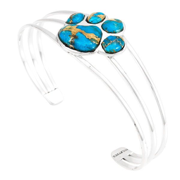 Dog Paw Matrix Turquoise Bracelet Sterling Silver B5590-C84