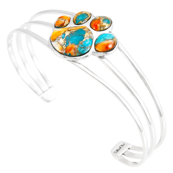 Dog Paw Spiny Turquoise Bracelet Sterling Silver B5590-C89