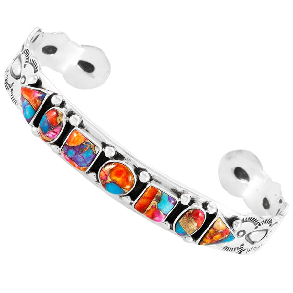 Rainbow Spiny Turquoise Bracelet Sterling Silver B5594-C91