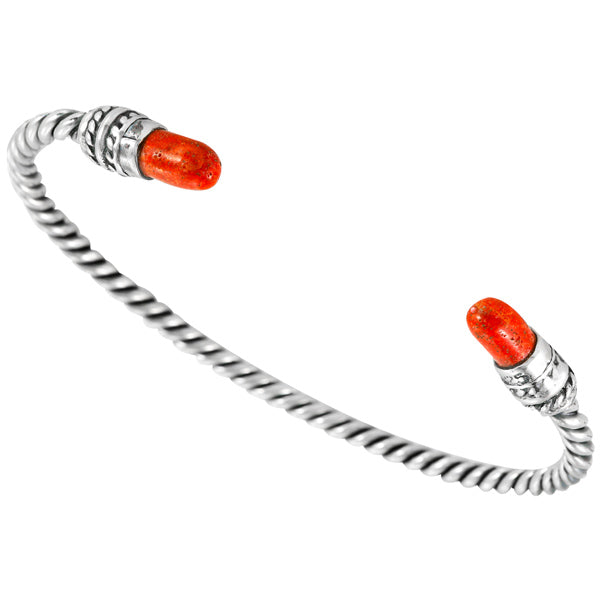 Coral Cable Bracelet Sterling Silver B5596-C74