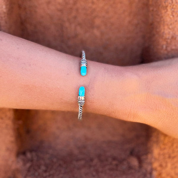 Turquoise Cable Bracelet Sterling Silver B5596-C75