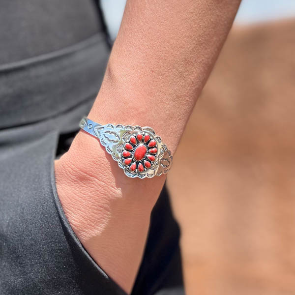 Coral Bracelet Sterling Silver B5599-C74