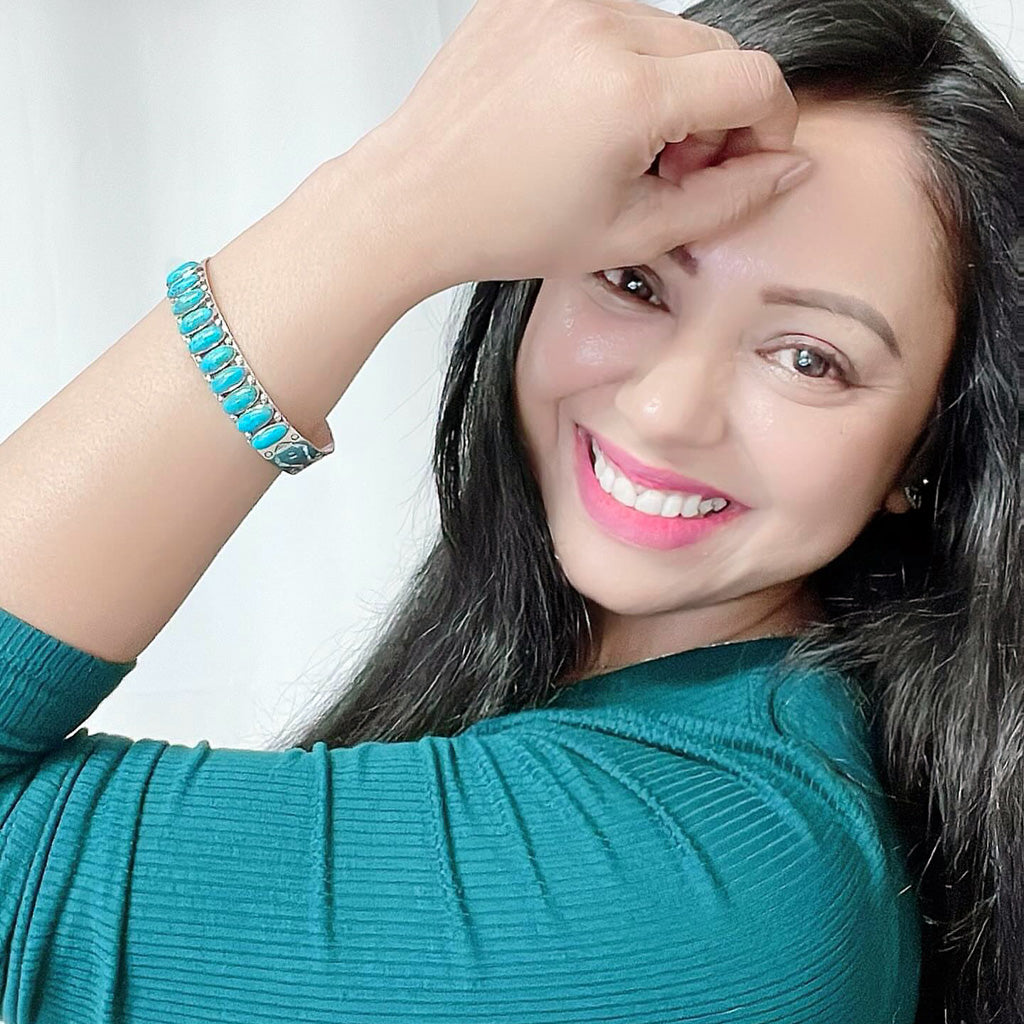 Turquoise Bracelet SilverBronzé B5601-SB-C75