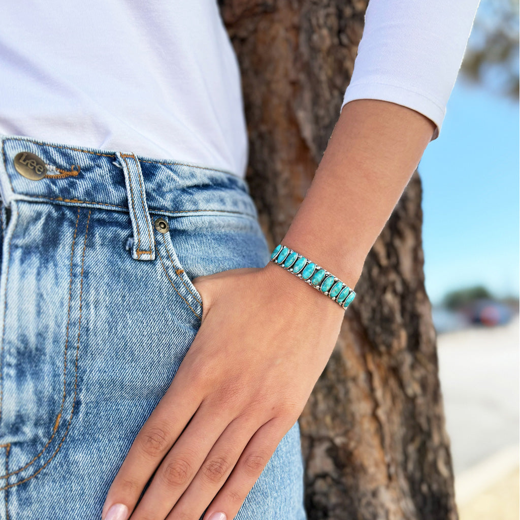 Turquoise Bracelet SilverBronzé B5601-SB-C75