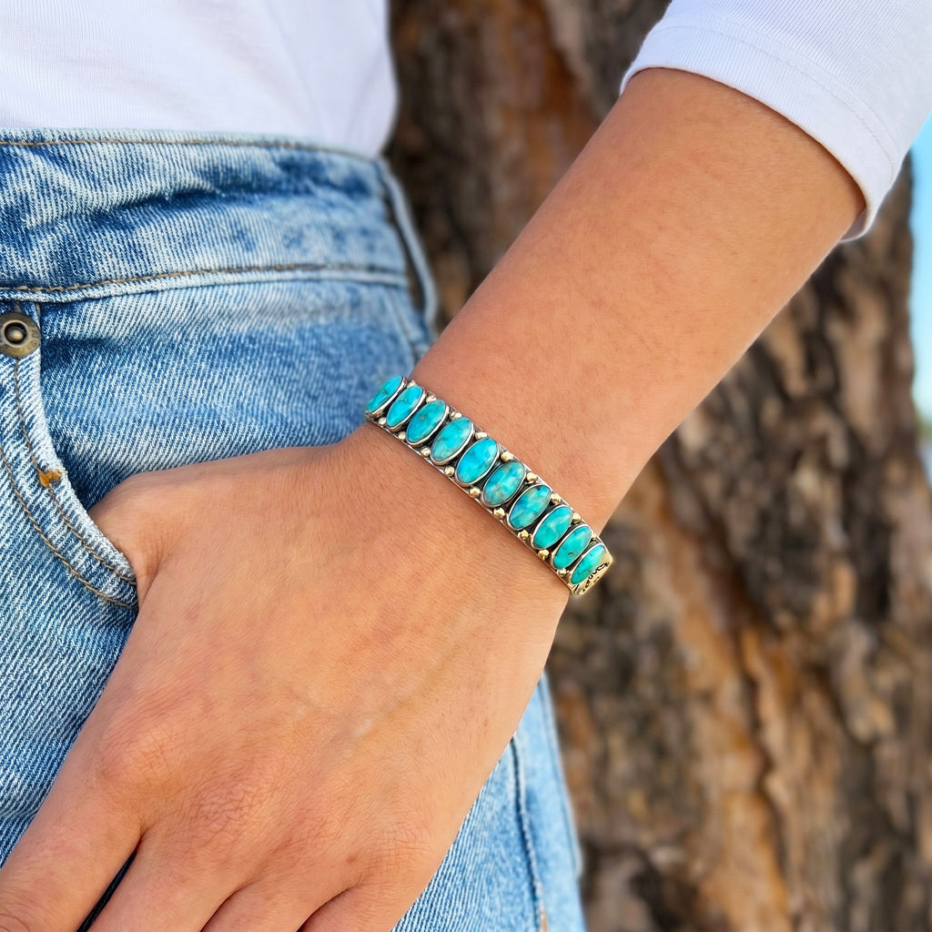 Turquoise Bracelet GoldCopper B5601-GB-C75