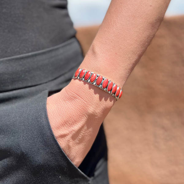 Coral Bracelet Sterling Silver B5601-C74