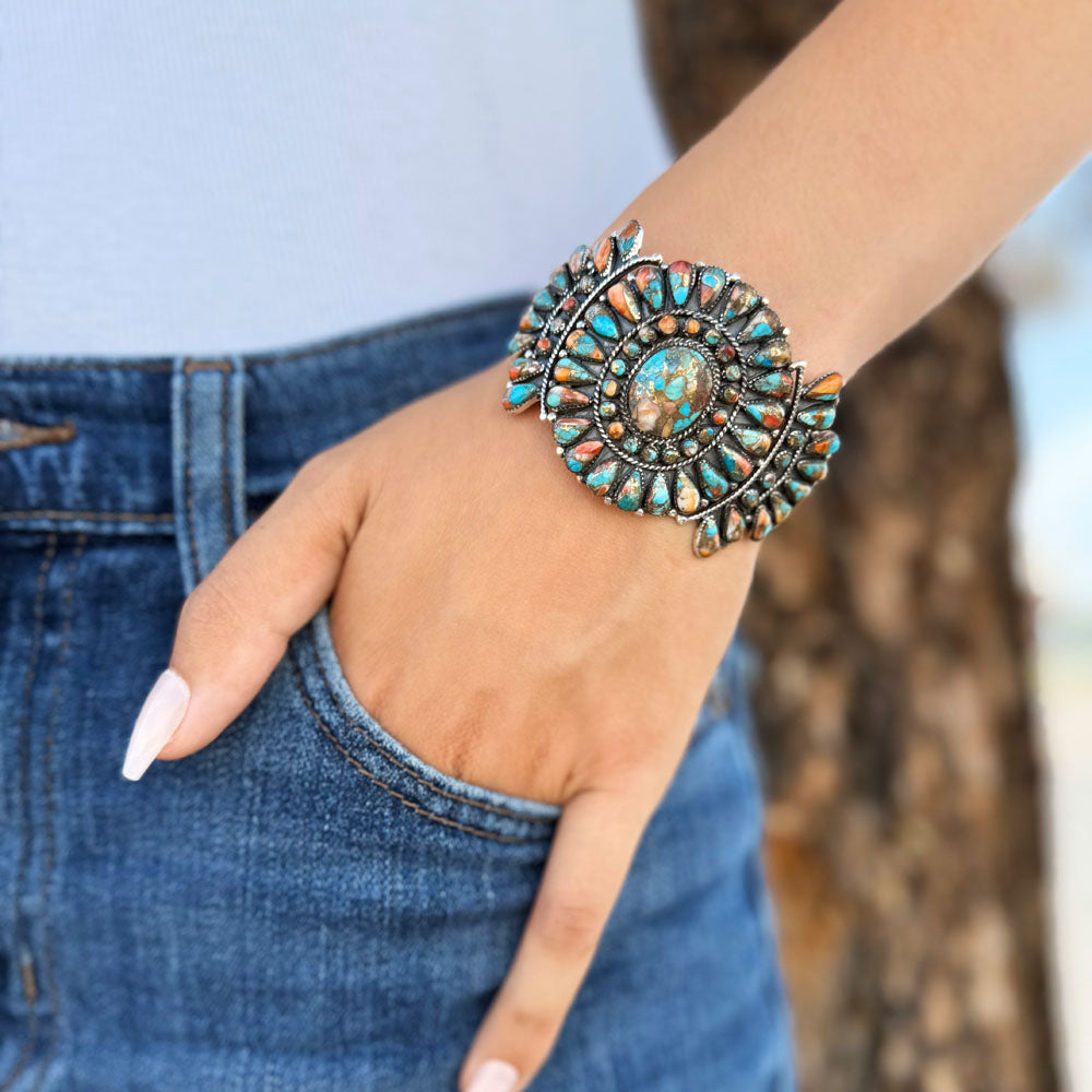 Spiny Turquoise Bracelet Sterling Silver B5603-C89