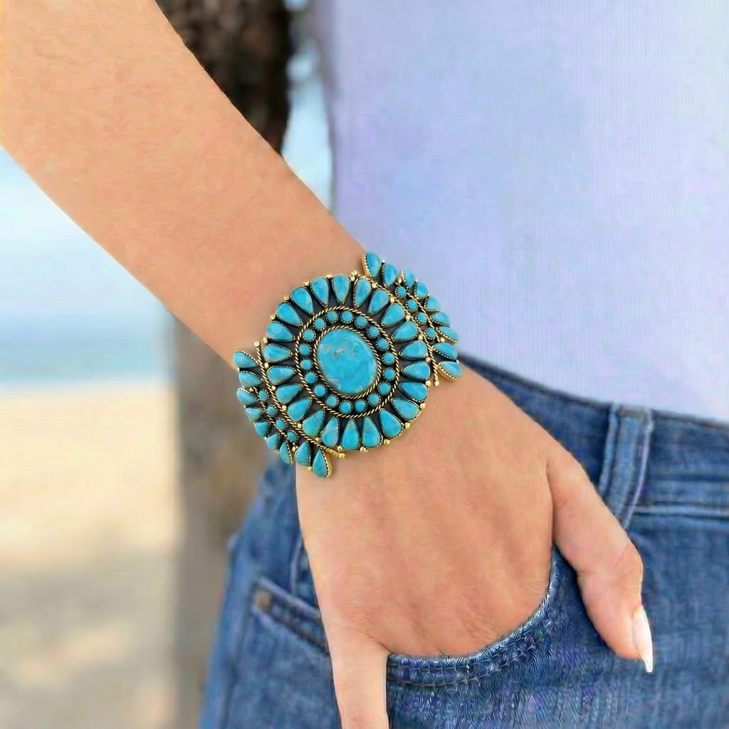 Turquoise Bracelet GoldCopper B5603-GB-C75