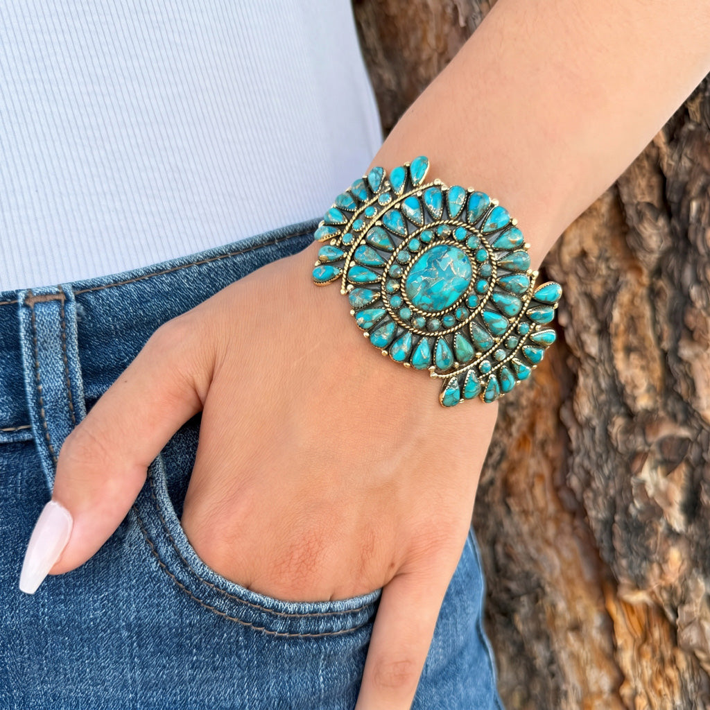 Matrix Turquoise Bracelet GoldCopper B5603-GB-C84