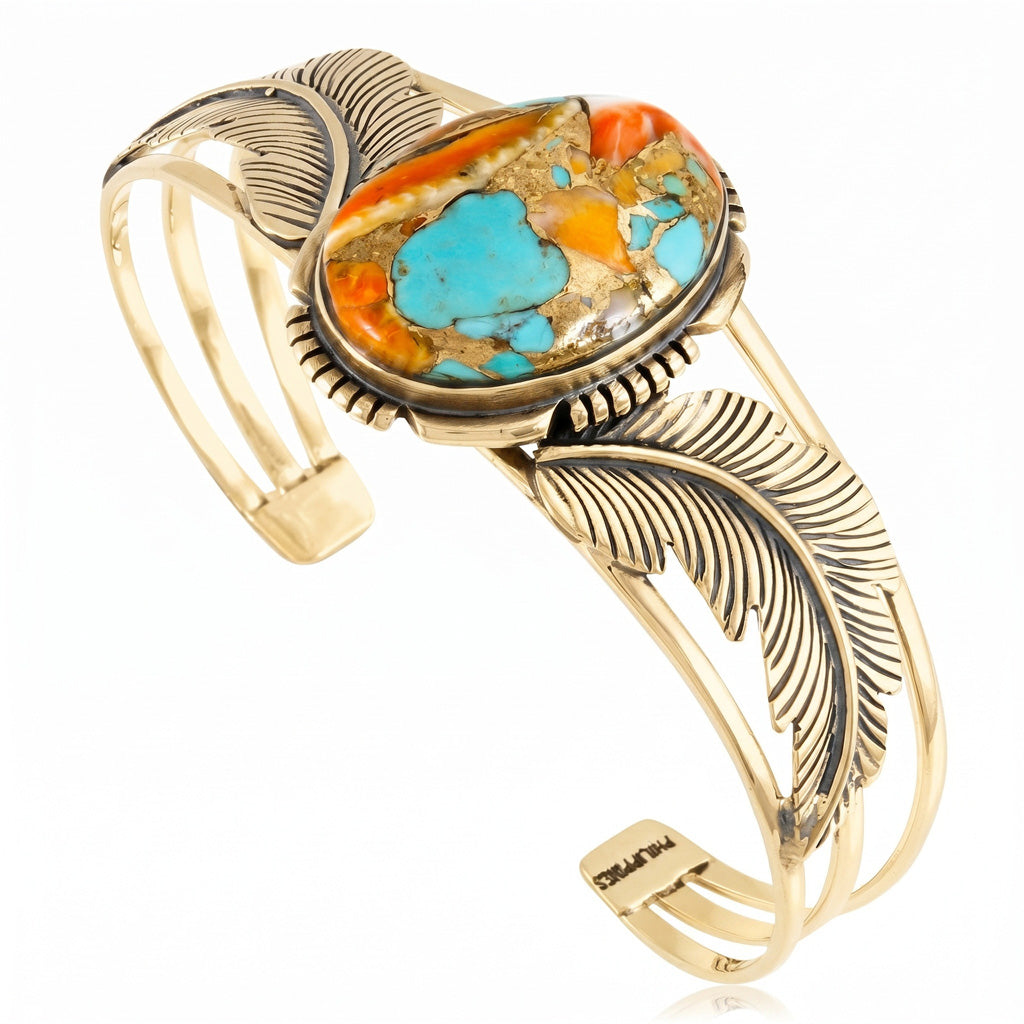 Spiny Turquoise Bracelet GoldCopper B5607-GB-C89