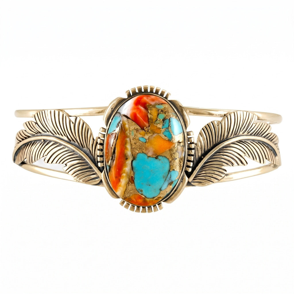 Spiny Turquoise Bracelet GoldCopper B5607-GB-C89