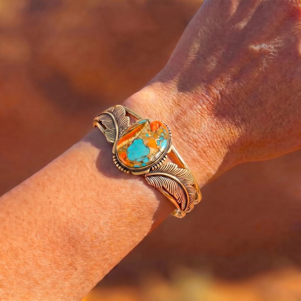 Spiny Turquoise Bracelet GoldCopper B5607-GB-C89